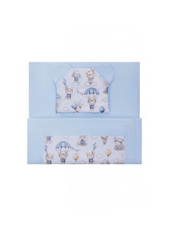 Bocioland Pătură Pepinieră Swaddling Pique Albastră cu Animal 75x100cm