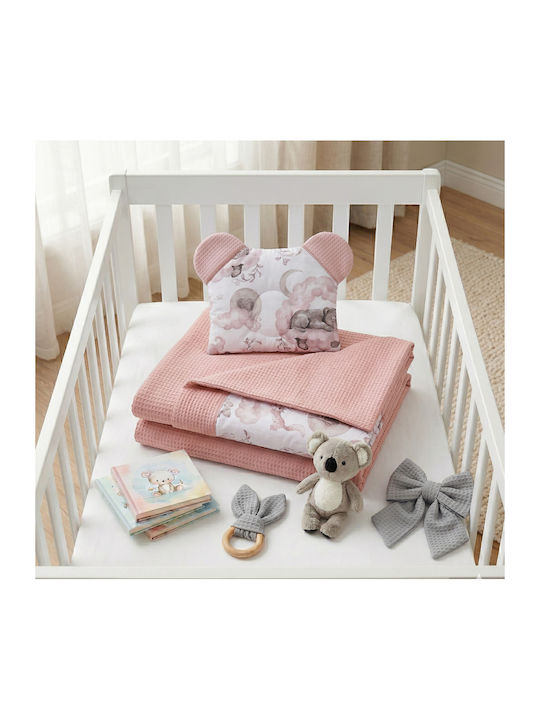Bocioland Pătură Pepinieră Swaddling Pique Roz cu Animal 75x100cm