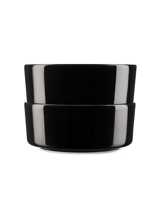 Round Black Porcelain Serving Bowls Diameter 15cm 2 Pieces
