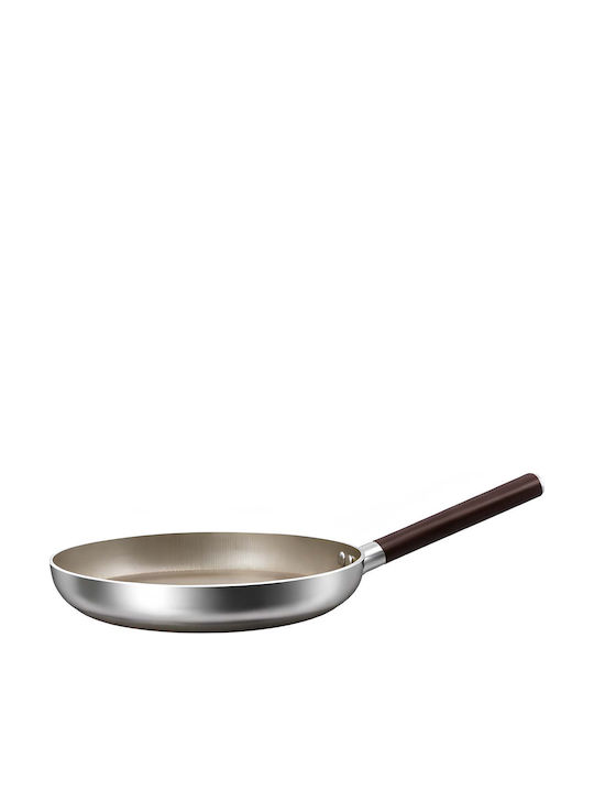 Cheffinger Tigaie 28cm Inducție Antiaderentă Mâner Efect Lemn Argintie