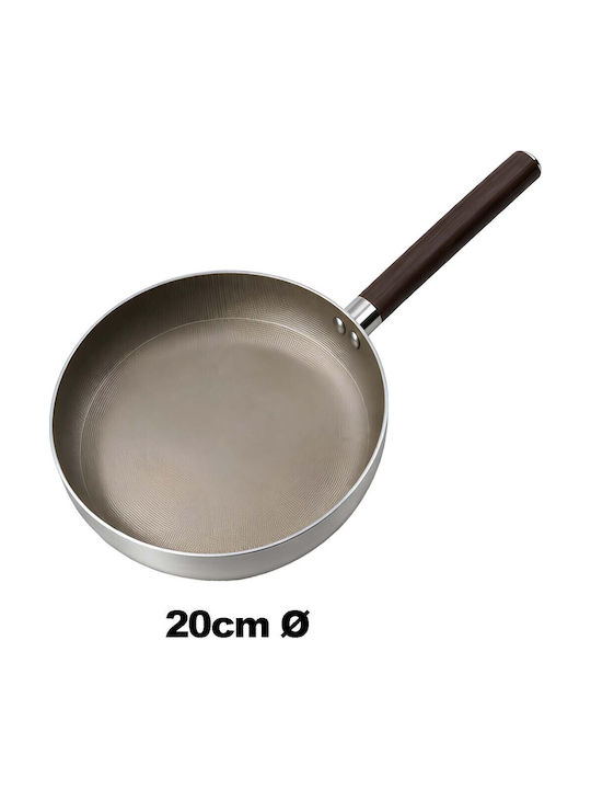 Cheffinger 20cm Induktionspfanne mit Antihaftbeschichtung Holzoptik Griff Silber