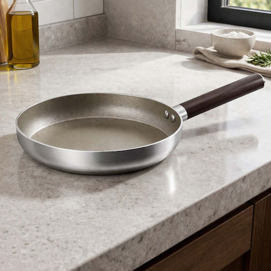 Cheffinger Tigaie Antiaderentă 24cm Inducție Mâner Efect Lemn Argintie