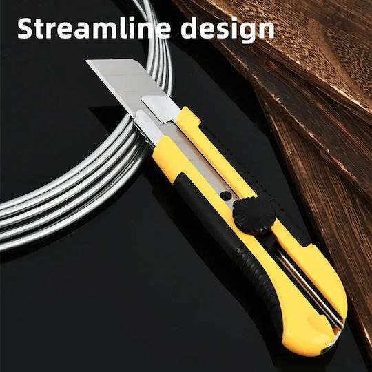Deli Safety Cutting Knife With Plastic Body and Blade Width 25mm Yellow