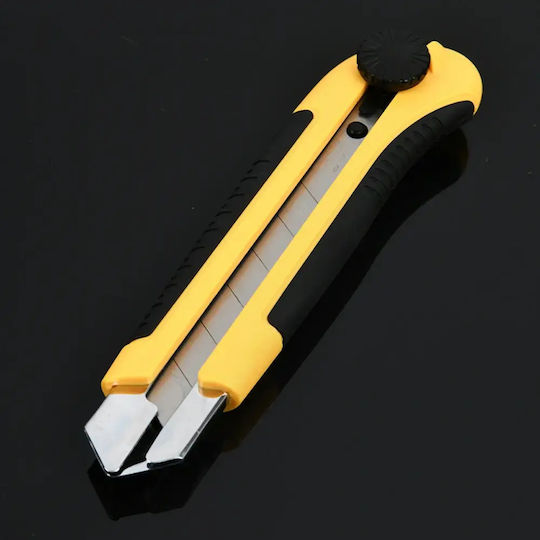 Deli Safety Cutting Knife With Plastic Body and Blade Width 25mm Yellow