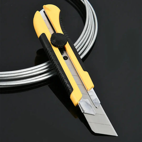 Deli Safety Cutting Knife With Plastic Body and Blade Width 25mm Yellow
