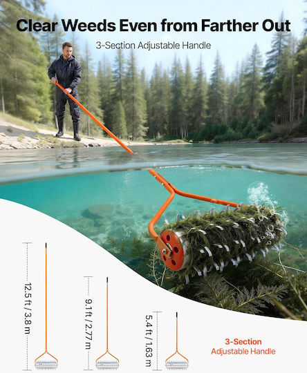 Vevor Lake Weed Roller 3,6 Μ Εργαλείο Καθαρισμού Ζιζανίων Ριζών Λάσπης Λίμνες Λιμνούλες 9 Γαλβανισμένες Λεπίδες 3 Αλουμινένιες Λαβές Hbccgtgcxpvc2zvjd002v0
