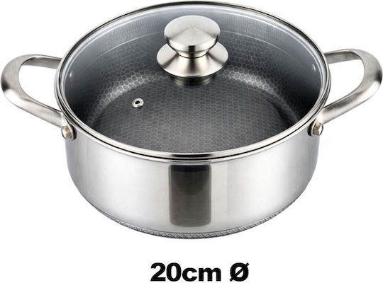 Cheffinger 20cm 3l Pot Non-stick Honeycomb Coating Lid Silver