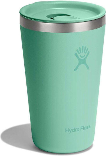 Hydro Flask All Around Thermos Bottle 473ml Green with Straw and Handle