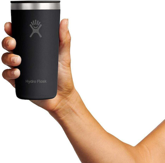Hydro Flask All Around Glass Thermos Bottle Stainless Steel Plastic 355ml Black