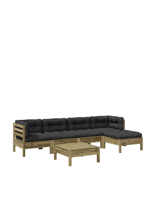 vidaXL Garten- und Outdoor-Möbelsets Typsatz Wohnzimmer 6 Stück Anthrazit mit Kissen