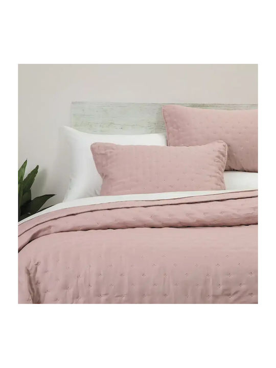 Borea Set Coverlet Double from Polyester Dusty Pink 220x240cm