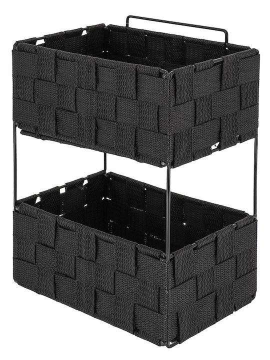 Floor Bathroom Shelf Metallic 20.5x13x28cm Black