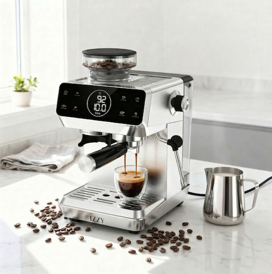 Izzy Automatic Espresso Machine 1500W 20bar Pressure with Grinder Black IZ-6029