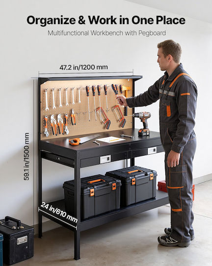 Vevor Bancă de Lucru Rezistentă 110kg DGBGZT48X24IFG11E001V2