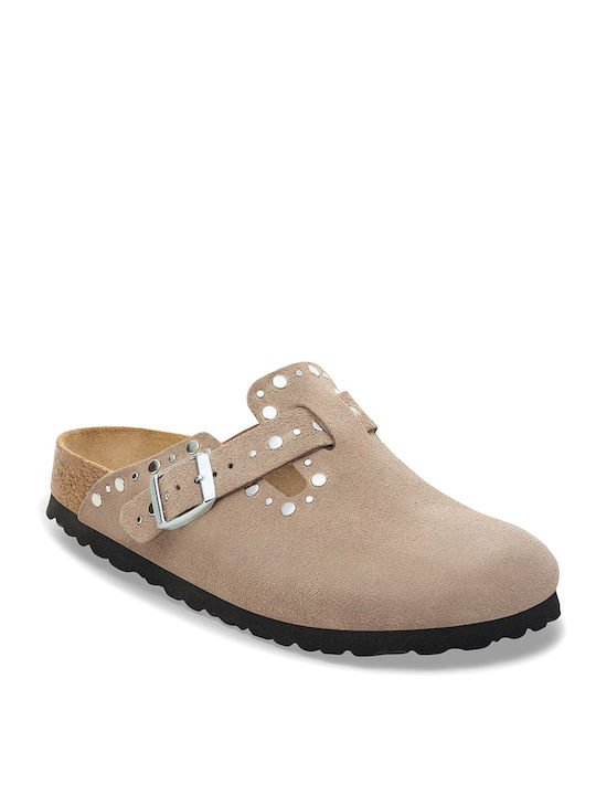 Birkenstock Saboti Din Piele Pentru Femei Bej