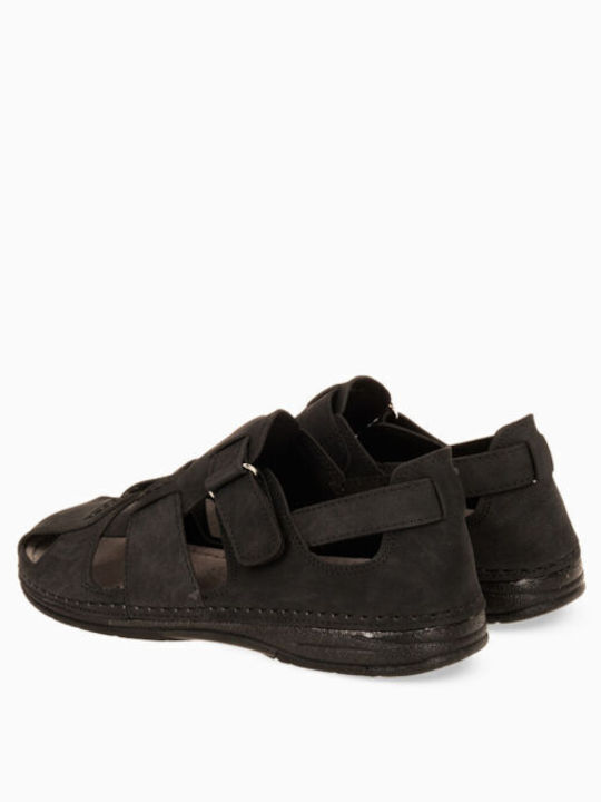 Leather Men's Sandals In Black Color
