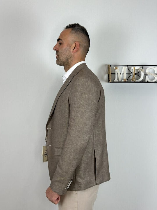 Summer Men’s Suit Jacket with Slim Fit Brown