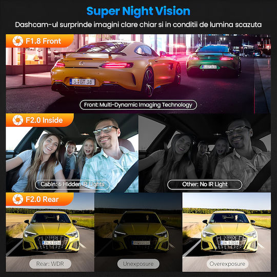 Set Cameră DVR Auto 1440P cu Ecran 3.16" Wi-Fi GPS și Cameră Marsarier