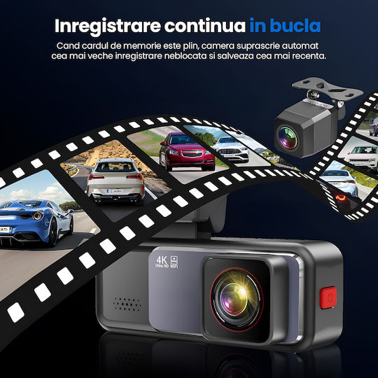 Set Cameră DVR Auto 4K cu Ecran Wi-Fi GPS și Cameră Marsarier