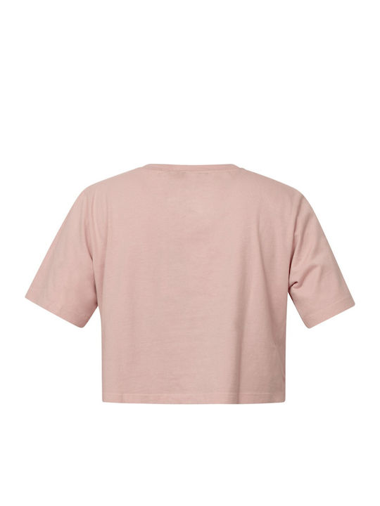 Just Peachy Damen Sport Crop Top Kurzarm Rosa