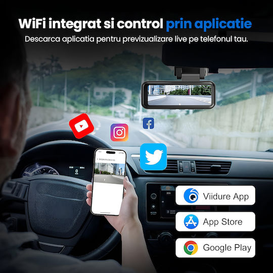 Set Cameră DVR Auto 4K cu Ecran Wi-Fi GPS și Cameră de Marșarier