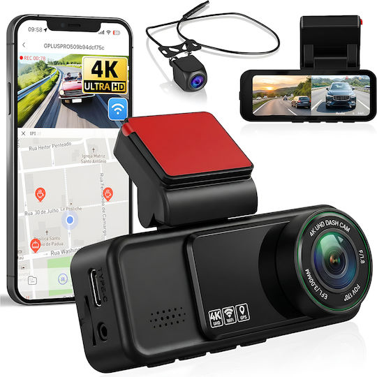 Set Cameră DVR Auto 4K cu Ecran Wi-Fi GPS și Cameră de Marșarier