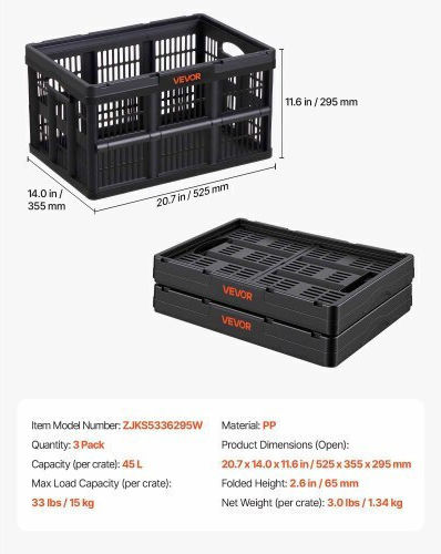 Vevor Commercial Food Crate/Food Basin 45lt 3 Pieces