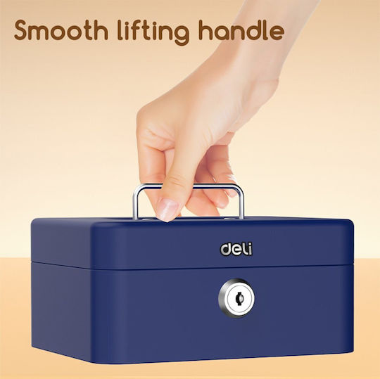 Deli Cash Box with Lock ET503 Blue