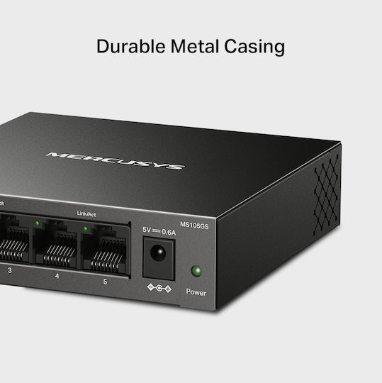 Mercusys MS105GS v2 Неуправляем L2 Суич с 5 Gigabit (1Gbps) Ethernet Порта