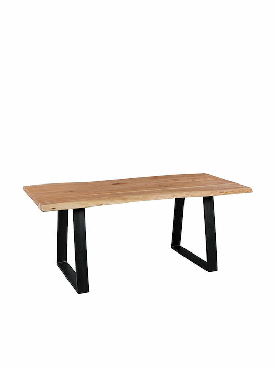 Rama Tisch Speisesaal aus Massivholz & Metall Schwarz 160x90x77cm