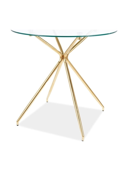 Azalia Table Kitchen with Glass Surface Gold 80x80x76cm