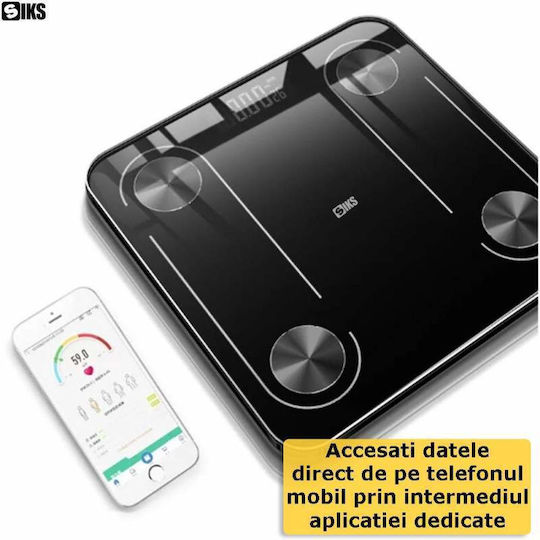 Smart Ζυγαριά 180kg με Bluetooth Μαύρη
