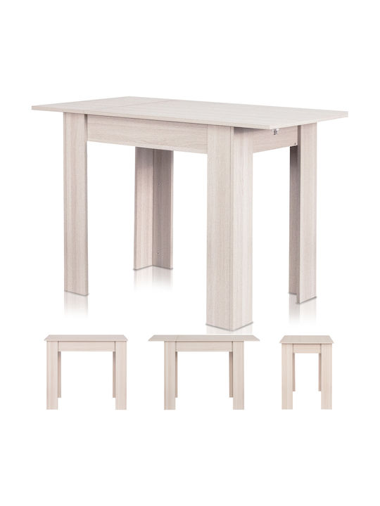 Table Kitchen Extendable Wooden Mortar 90(+30)x60x78cm