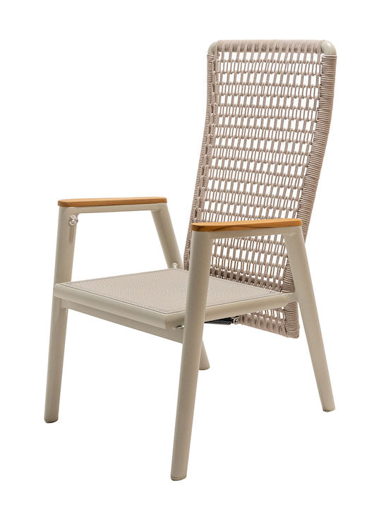 Gartenstühle Außenbereich Aluminium Ecru 2 Stück 83x108cm