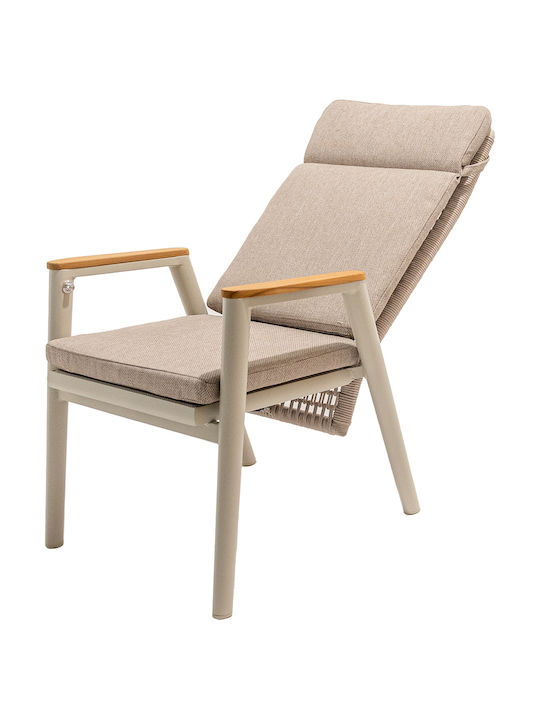 Gartenstühle Außenbereich Aluminium Ecru 2 Stück 83x108cm