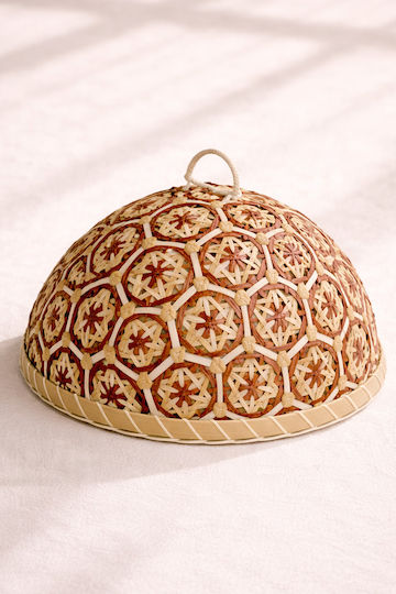 Bamboo Food Cover Bell Shape 32x32x22cm Orange Kaeming