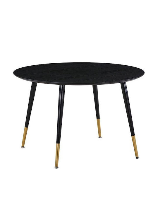 Dallas 104 Round Table Dining Room Wooden Black Velvet-Black Metal 75x75cm