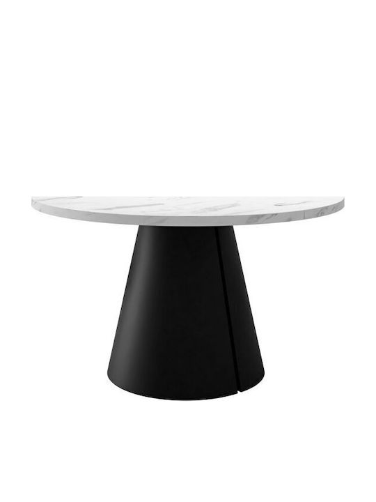 Oswego 165 Round Extendable Dining Table with Marble Surface Black 76x76cm