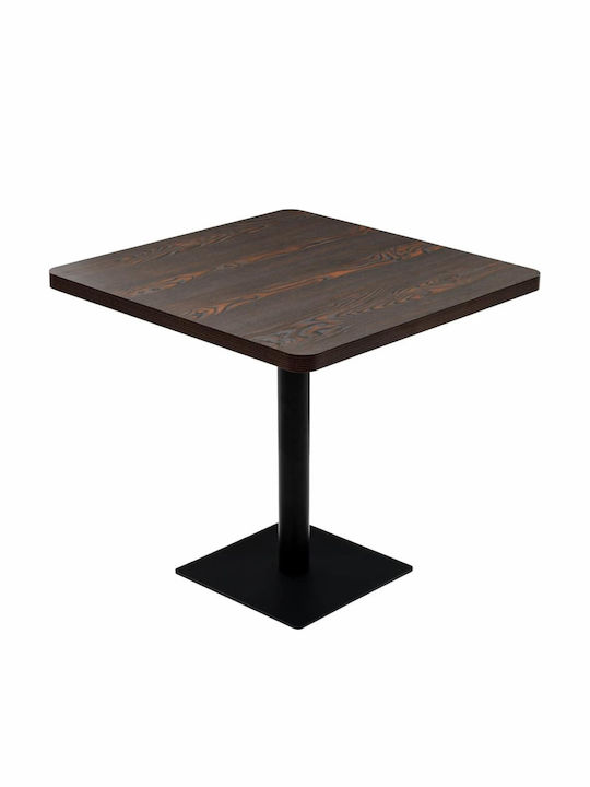 Square Table Tavern Wooden with Metal Frame Brown 80x80x75cm