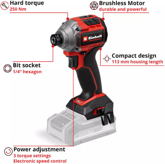 Einhell TP-CI 18/250-C Li BL Brushless Impact Wrench Battery 18V Solo with Socket 1/4"