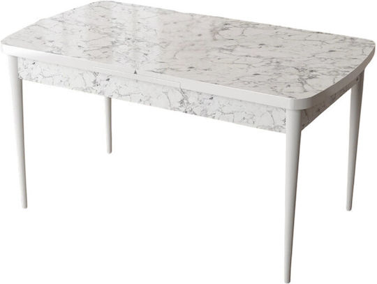 Modern Dining Table with Marble Surface White Butterfly Base 132x80x75cm Modern Dining Table with Marble Surface White Butterfly Base 132x80x75cm