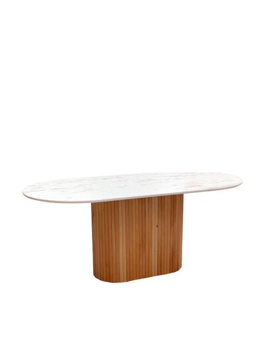 Borno Masă Sala de mese cu Suprafață de Marmură Natural - White Marble Effect 180x89x75buc