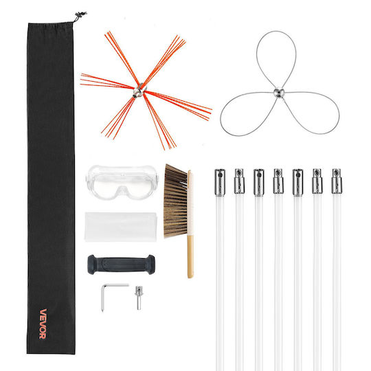 Vevor Chimney Cleaning Set Extendable Up To 7 M 2 Brush Heads Protective Glasses Square Rectangular Arched Chimneys Sstycqstj26y83uzw001v0