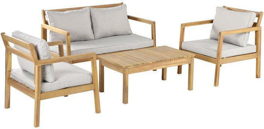 Living Room Set 4 Pieces Walnut With Pillows
