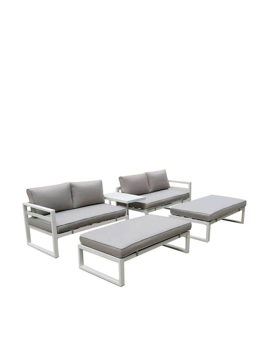 Woodwell Garten- und Outdoor-Möbelsets Wohnbereich 5 Stück Weiß mit Kissen