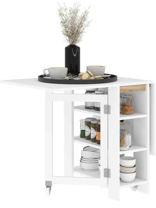 Table Dining Room Collapsible Wooden White 120x60x75cm