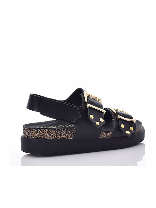 Leather Women's Anatomic Flat Sandals Black