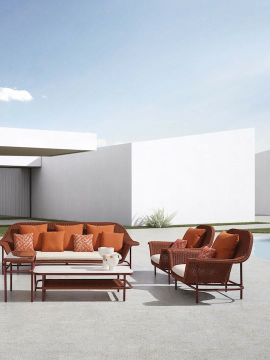 Higold Garten- und Outdoor-Möbelsets Wohnzimmer-Set Lisboa 5 Stück Rot mit Kissen