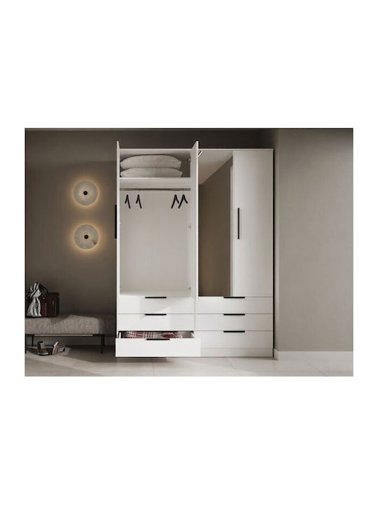 Fresno 182 Vier Türen Kleiderschrank mit Spiegel Weiß 170x60x225cm