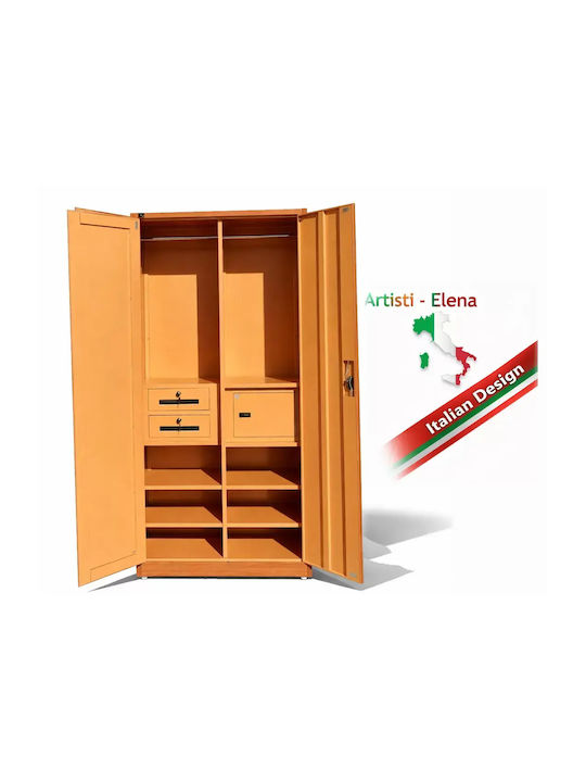 Doppelflügeliger Metallischer Außenschrank mit Verriegelungsfunktion mit Trennwand & 4 Regale 90x50x200cm